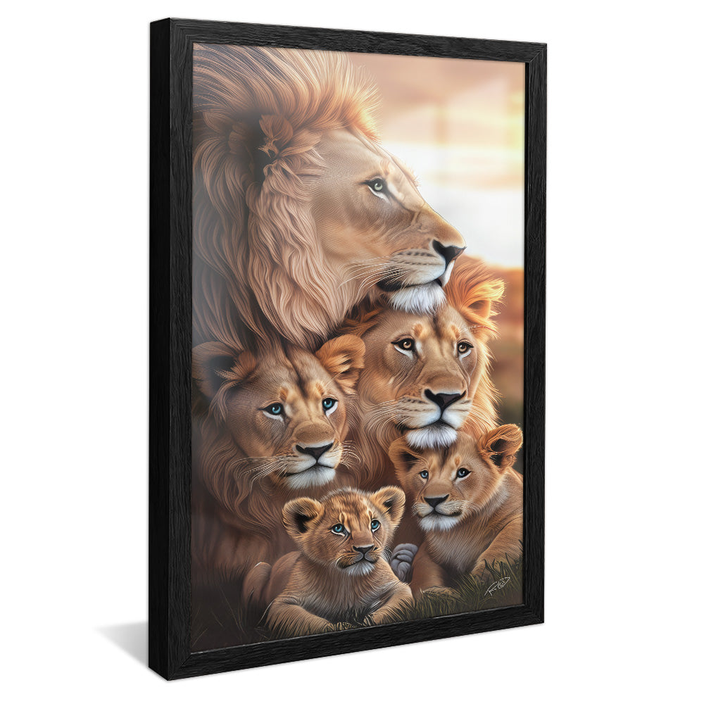 Lion Family with 3 Cubs V4 V2325 Canvas