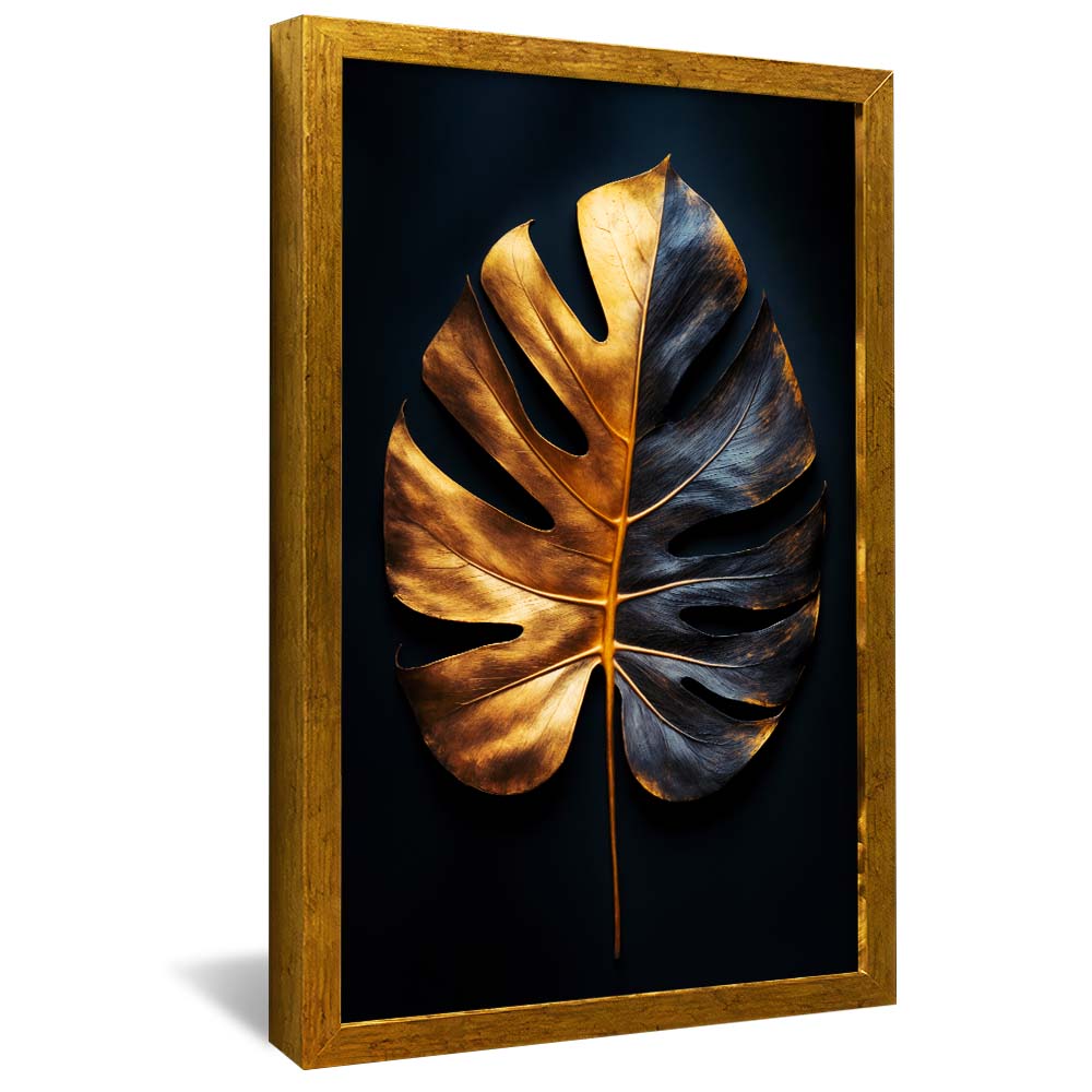 Black and Gold Floral V2270 Canvas