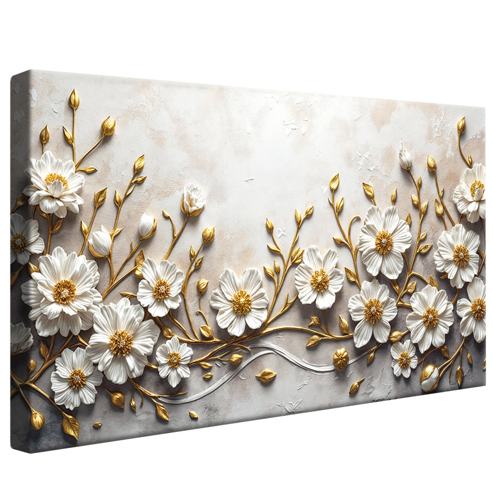 Plaster and Gold Floral V2459 Canvas