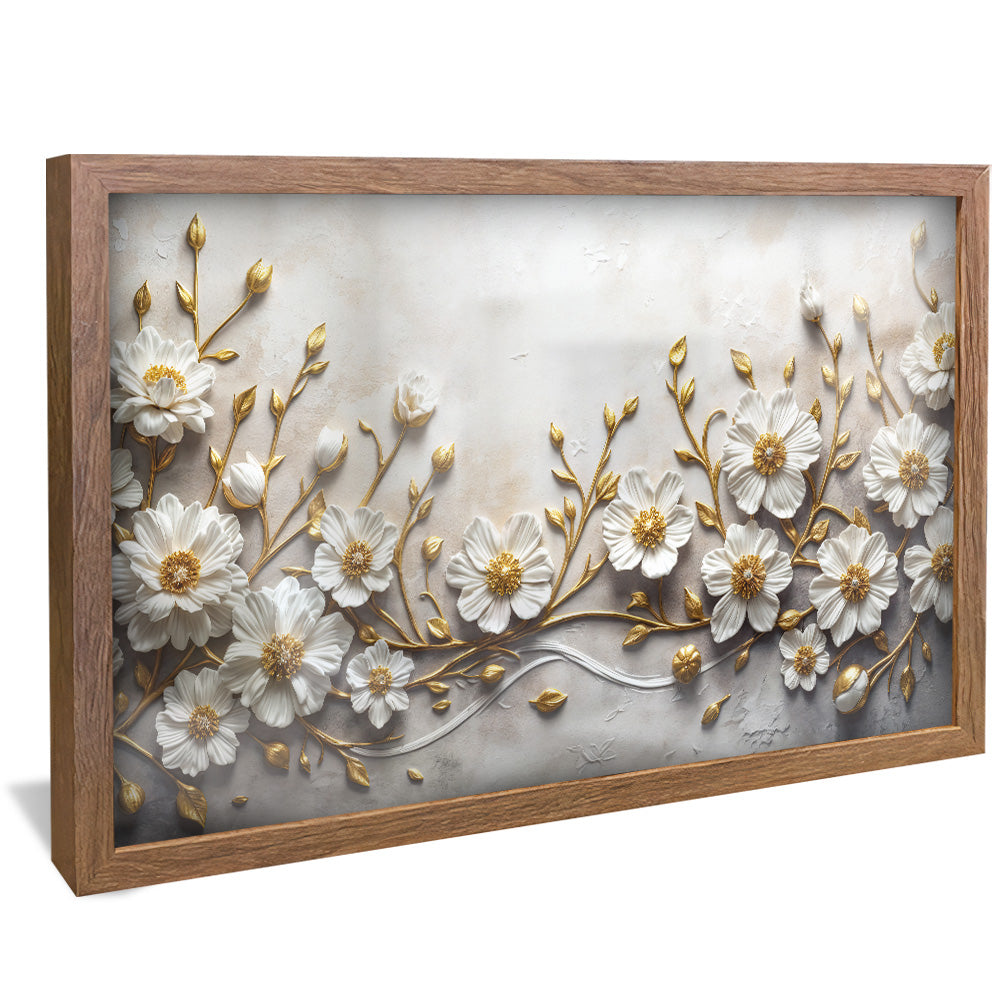 Plaster and Gold Floral V2459 Canvas