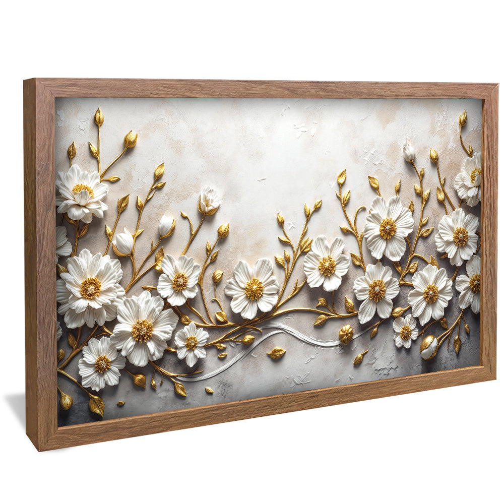 Plaster and Gold Floral V2459 Canvas