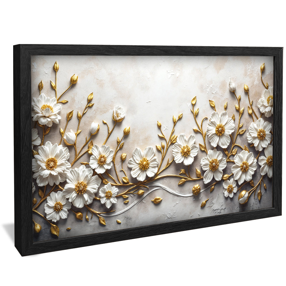 Plaster and Gold Floral V2459 Canvas