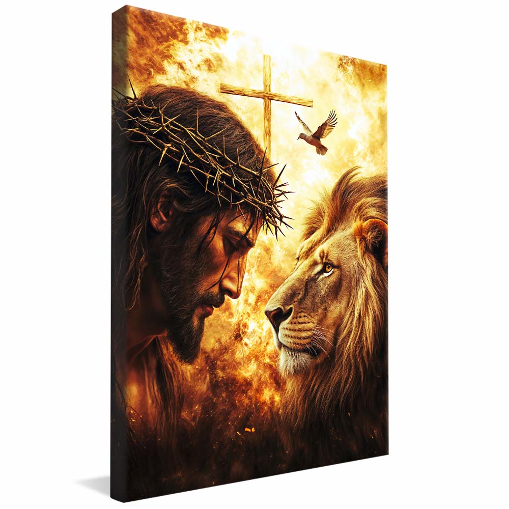 Jesus, the Cross, and the Lion V2235 Canvas