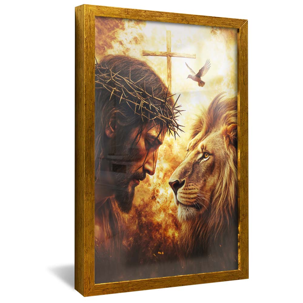 Jesus, the Cross, and the Lion V2235 Canvas