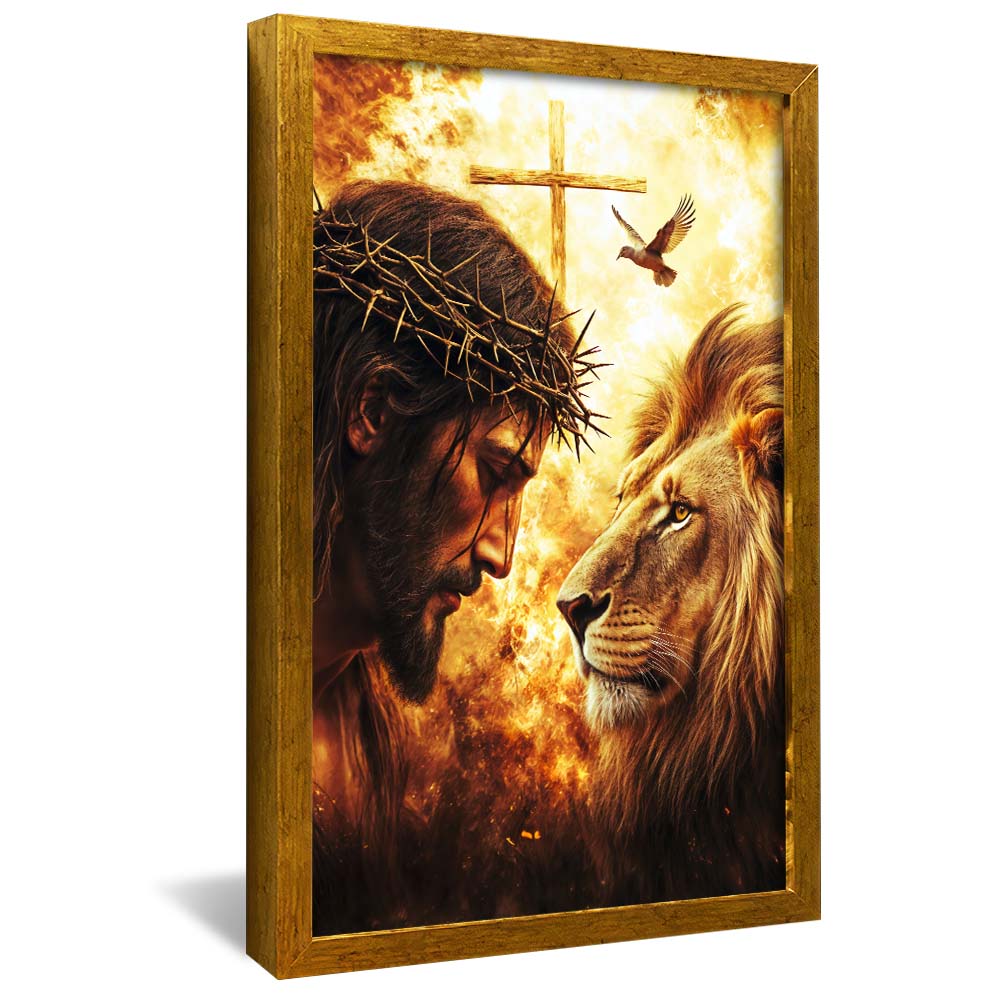 Jesus, the Cross, and the Lion V2235 Canvas