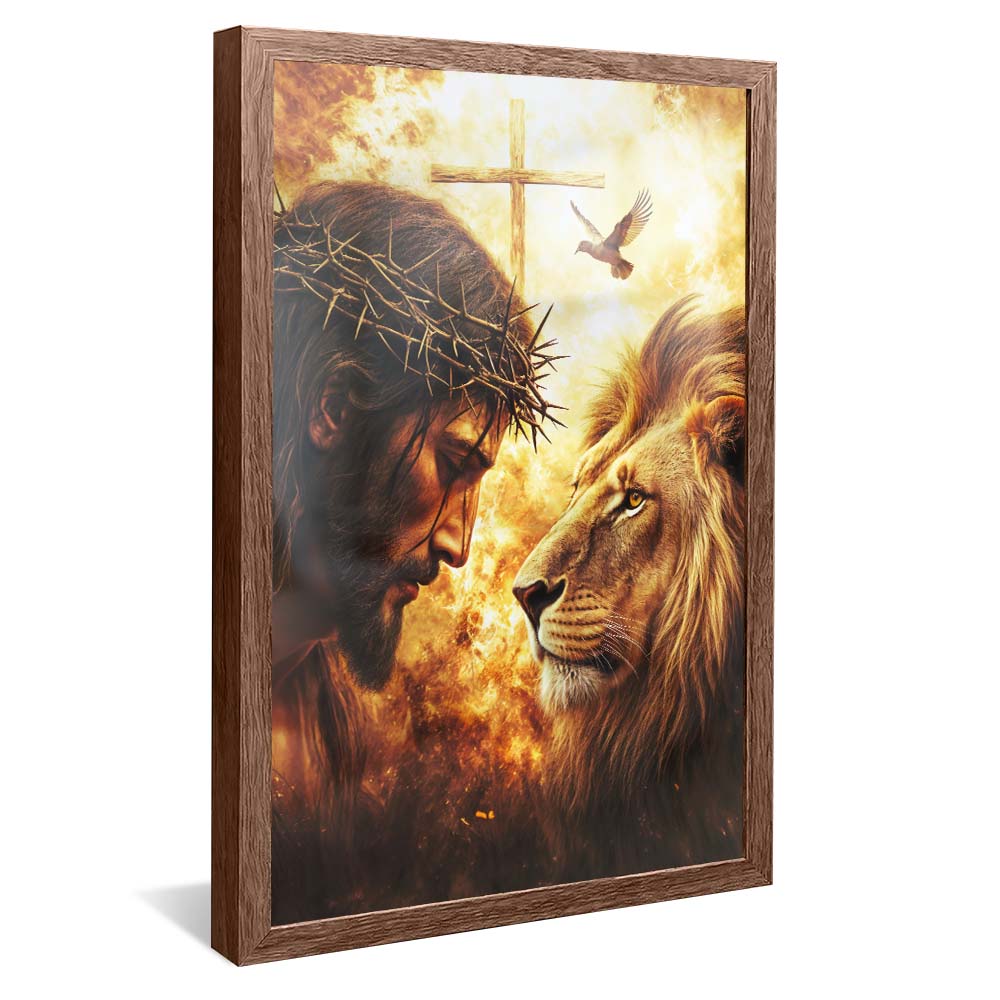 Jesus, the Cross, and the Lion V2235 Canvas