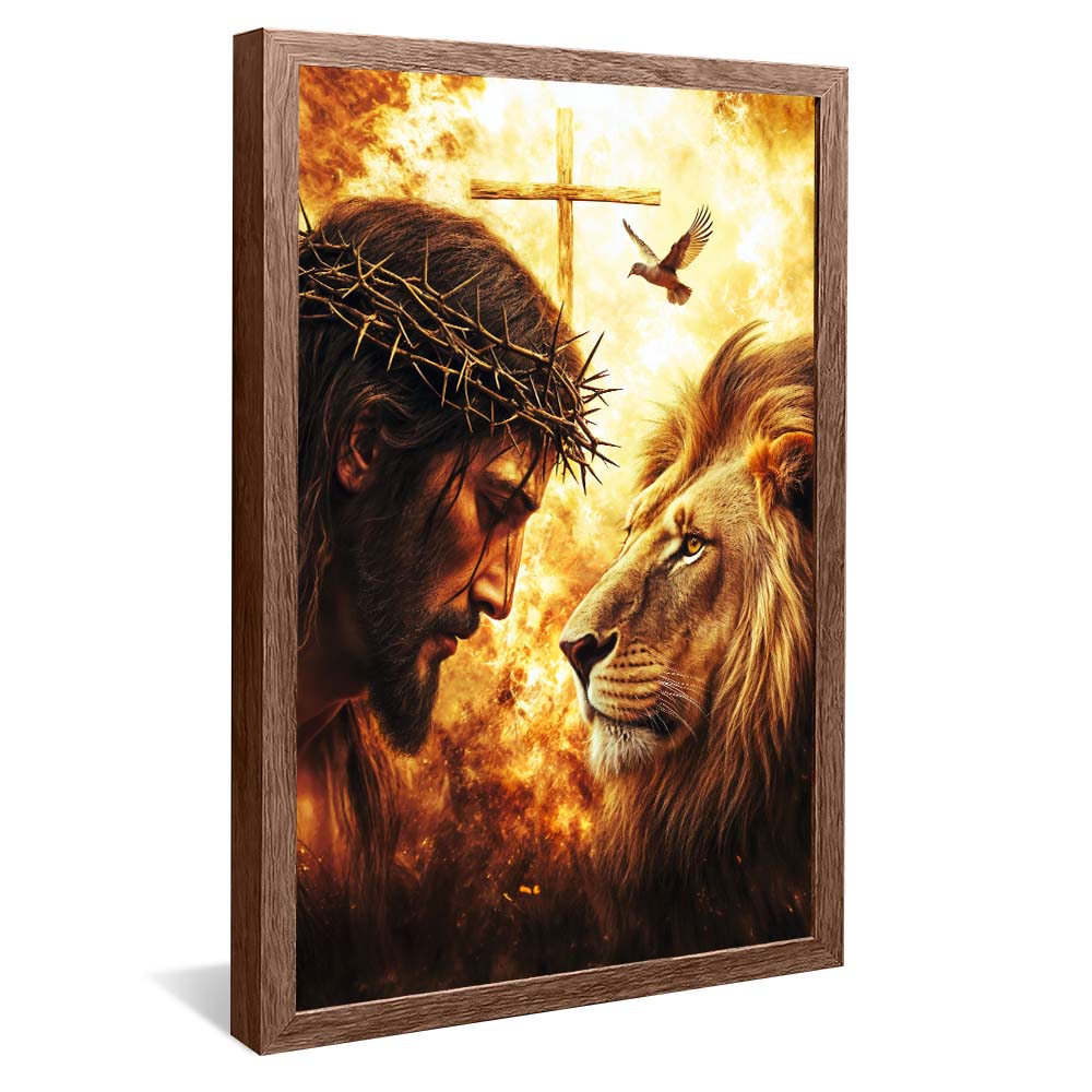 Jesus, the Cross, and the Lion V2235 Canvas