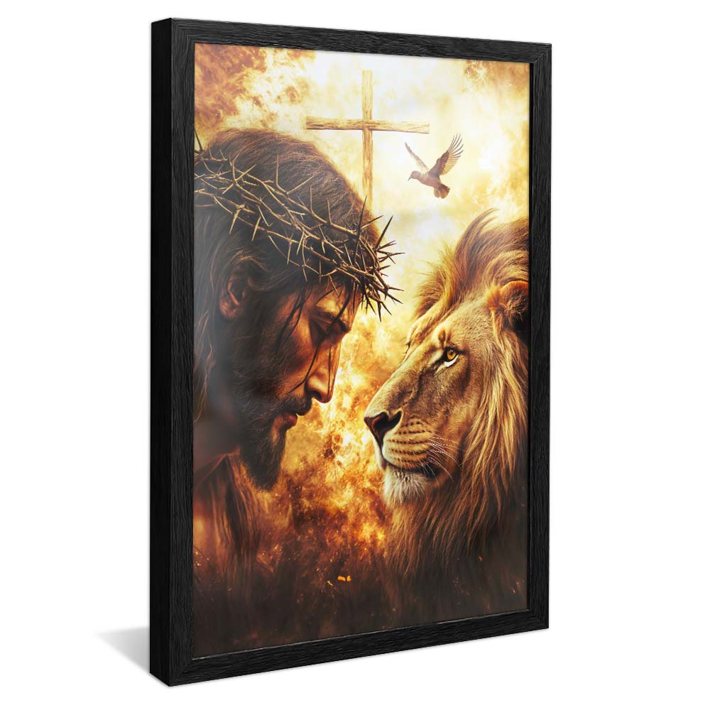 Jesus, the Cross, and the Lion V2235 Canvas