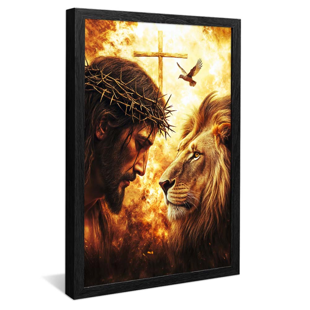 Jesus, the Cross, and the Lion V2235 Canvas