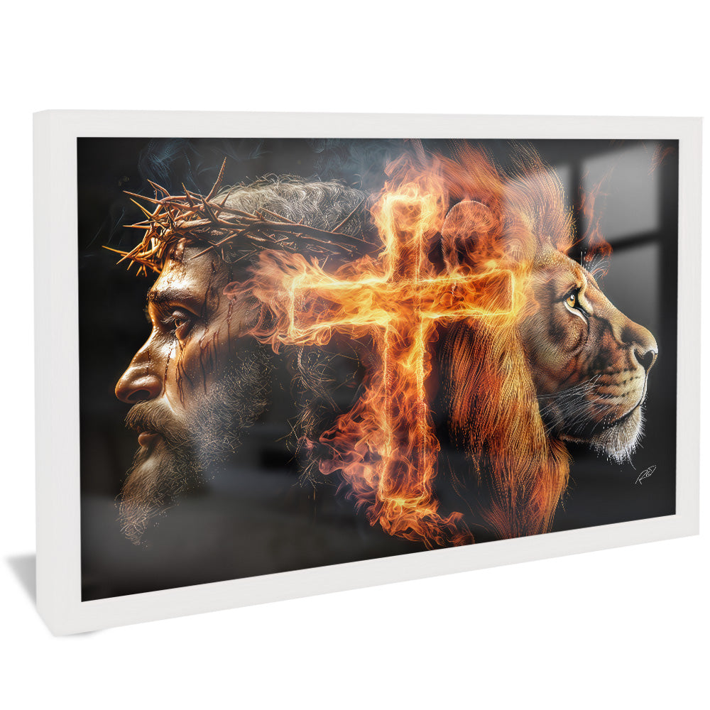 Decorative Canvas Jesus, the Cross, and the Lion V2179