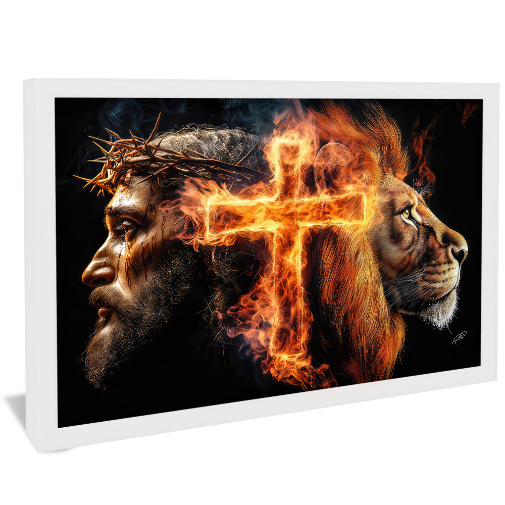 Decorative Canvas Jesus, the Cross, and the Lion V2179