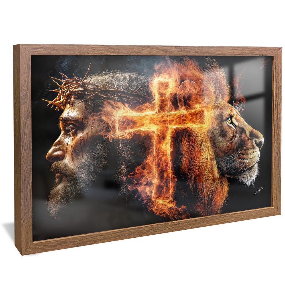 Decorative Canvas Jesus, the Cross, and the Lion V2179