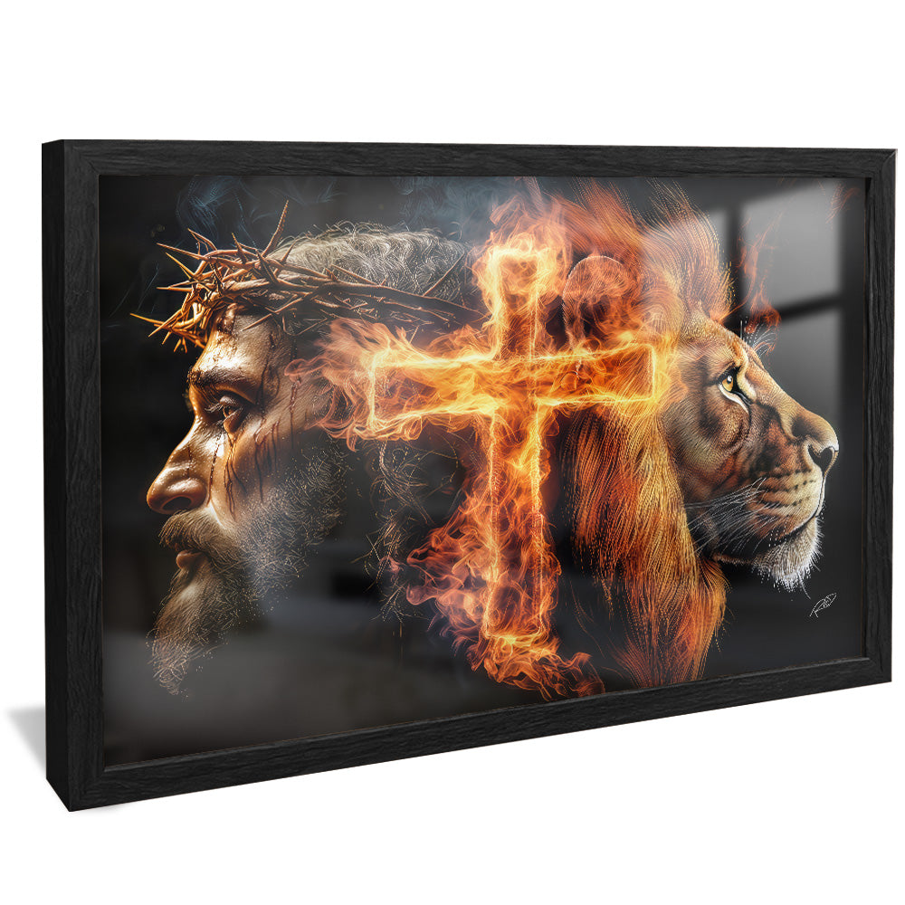 Decorative Canvas Jesus, the Cross, and the Lion V2179