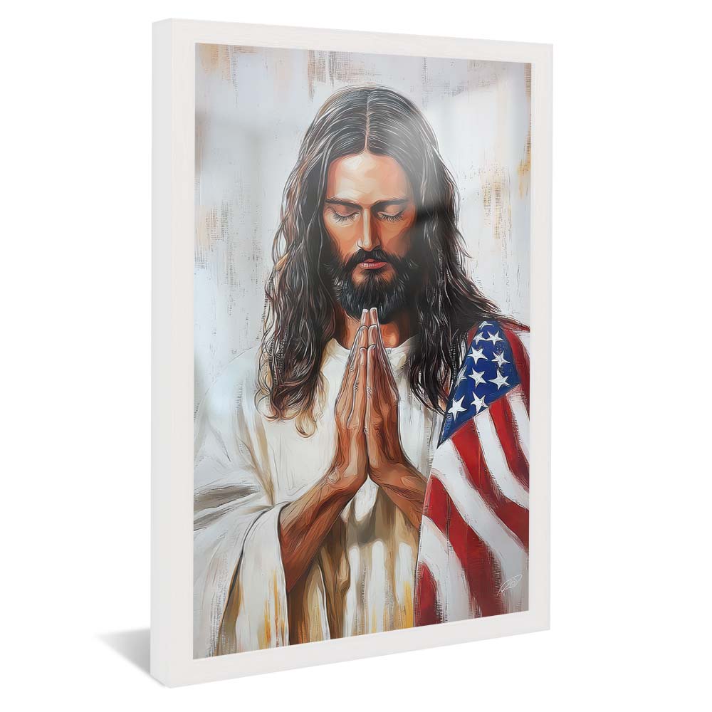 Jesus Praying US Flag V2249 Canvas