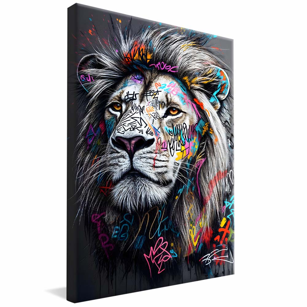 Lion in Street Art V2224 Canvas