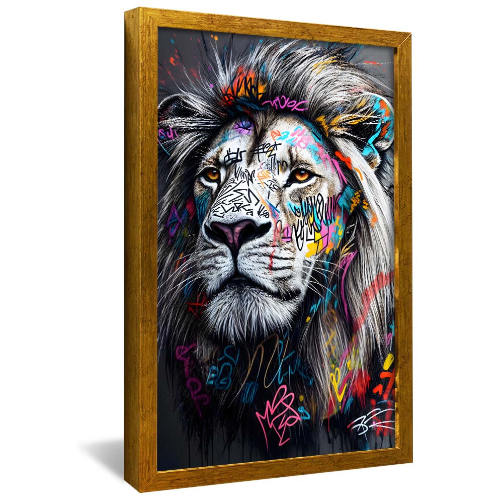 Lion in Street Art V2224 Canvas