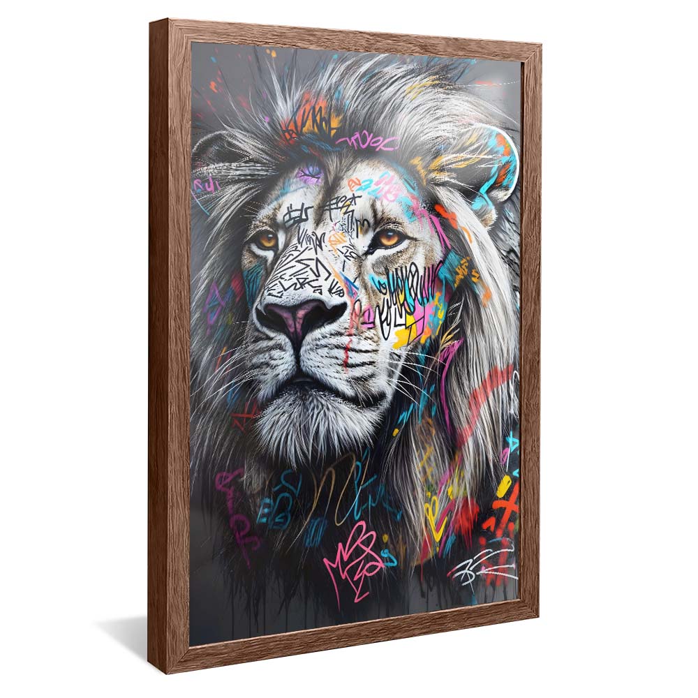 Lion in Street Art V2224 Canvas