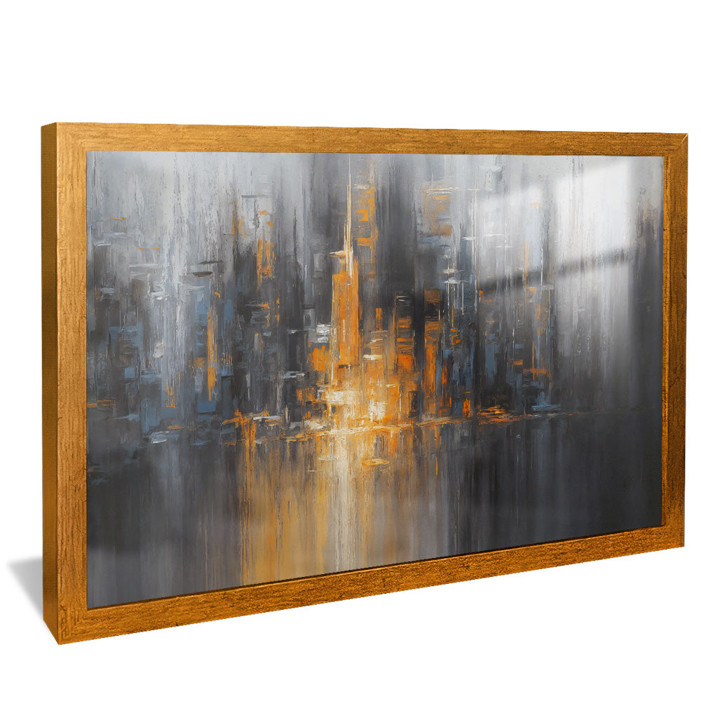 Orange and Black Abstract Painting Panel V2441 Canvas