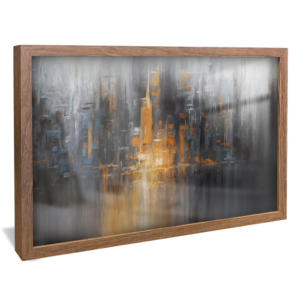 Orange and Black Abstract Painting Panel V2441 Canvas
