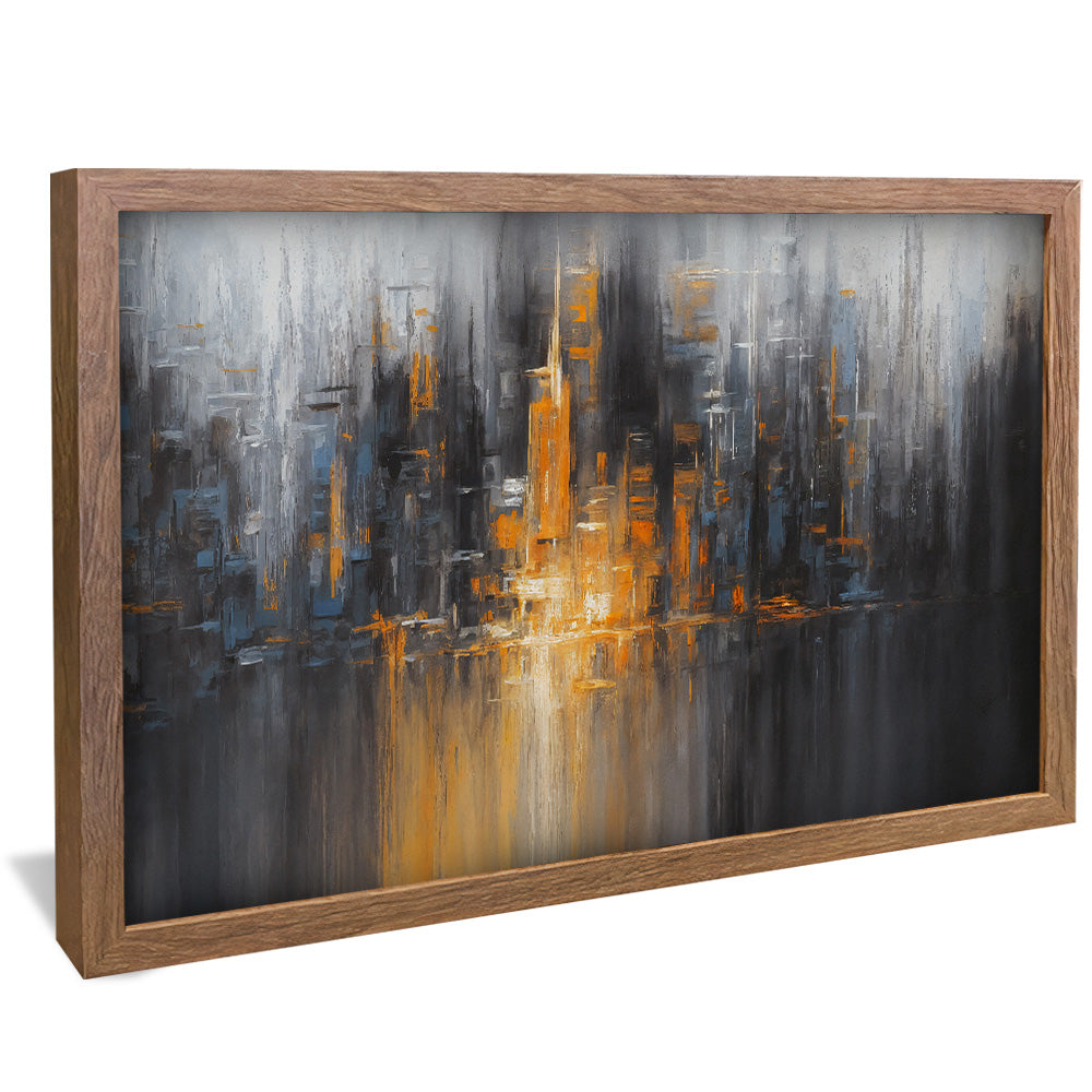 Orange and Black Abstract Painting Panel V2441 Canvas