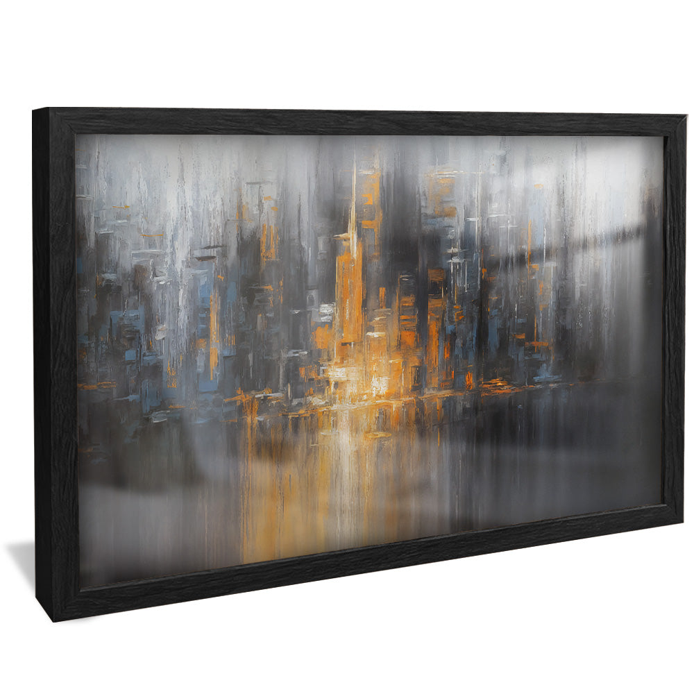 Orange and Black Abstract Painting Panel V2441 Canvas