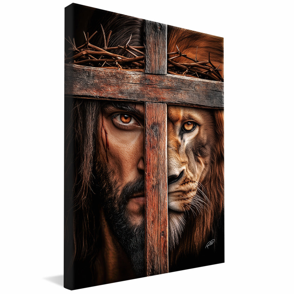 Decorative Canvas Face of Jesus and Lion on the Cross V2169
