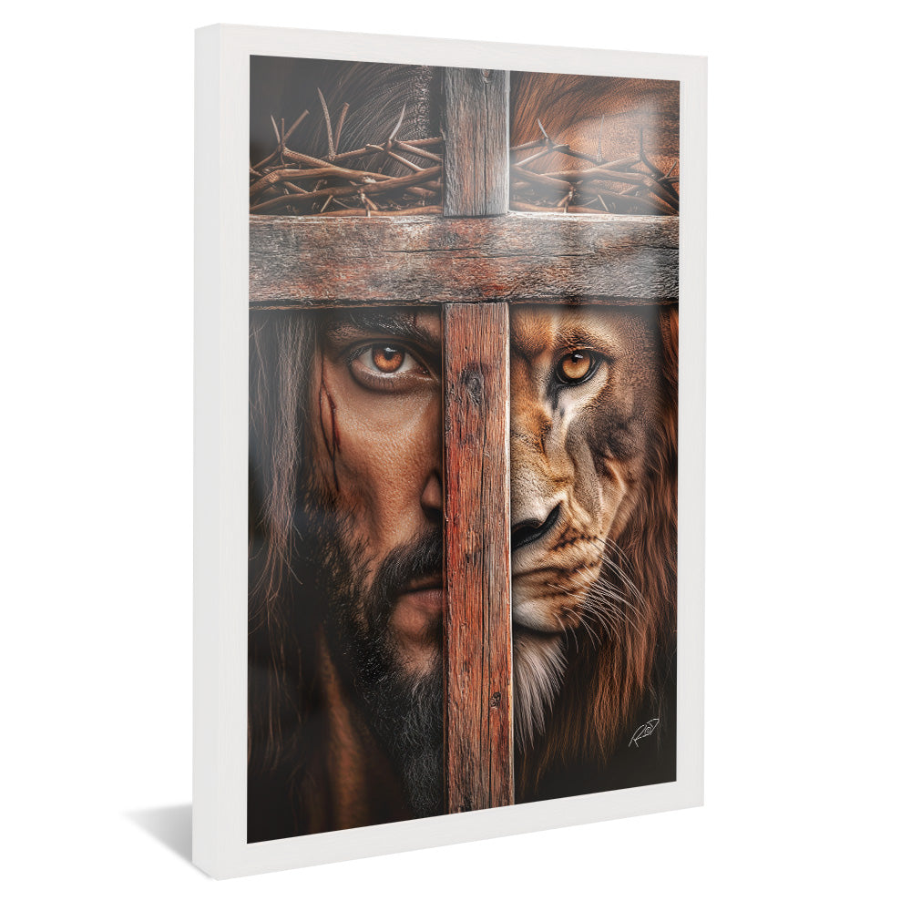 Decorative Canvas Face of Jesus and Lion on the Cross V2169