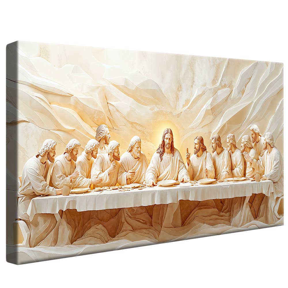 Last Supper Carved in White Marble V2252 Canvas