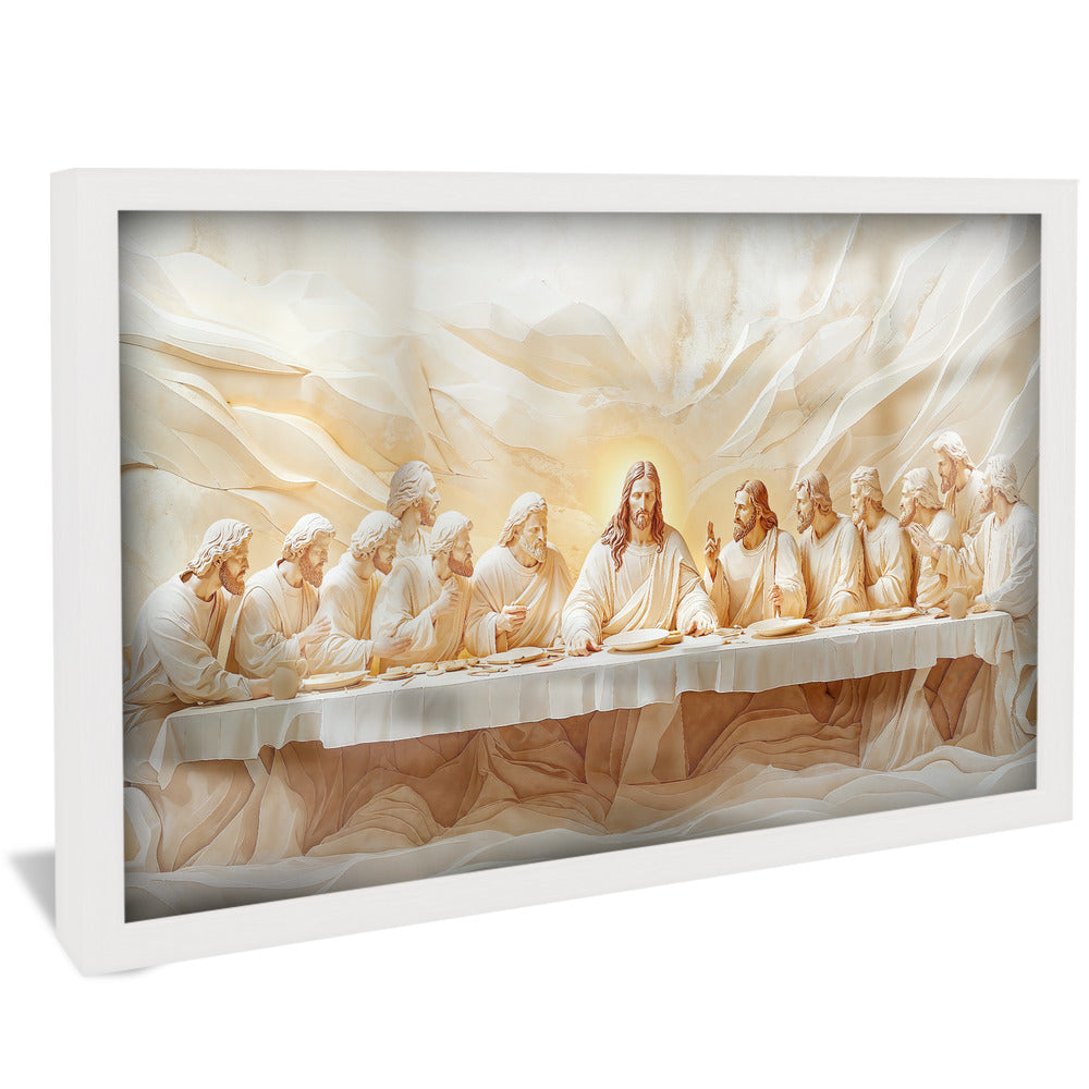 Last Supper Carved in White Marble V2252 Canvas