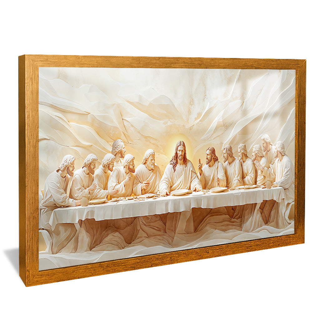 Last Supper Carved in White Marble V2252 Canvas