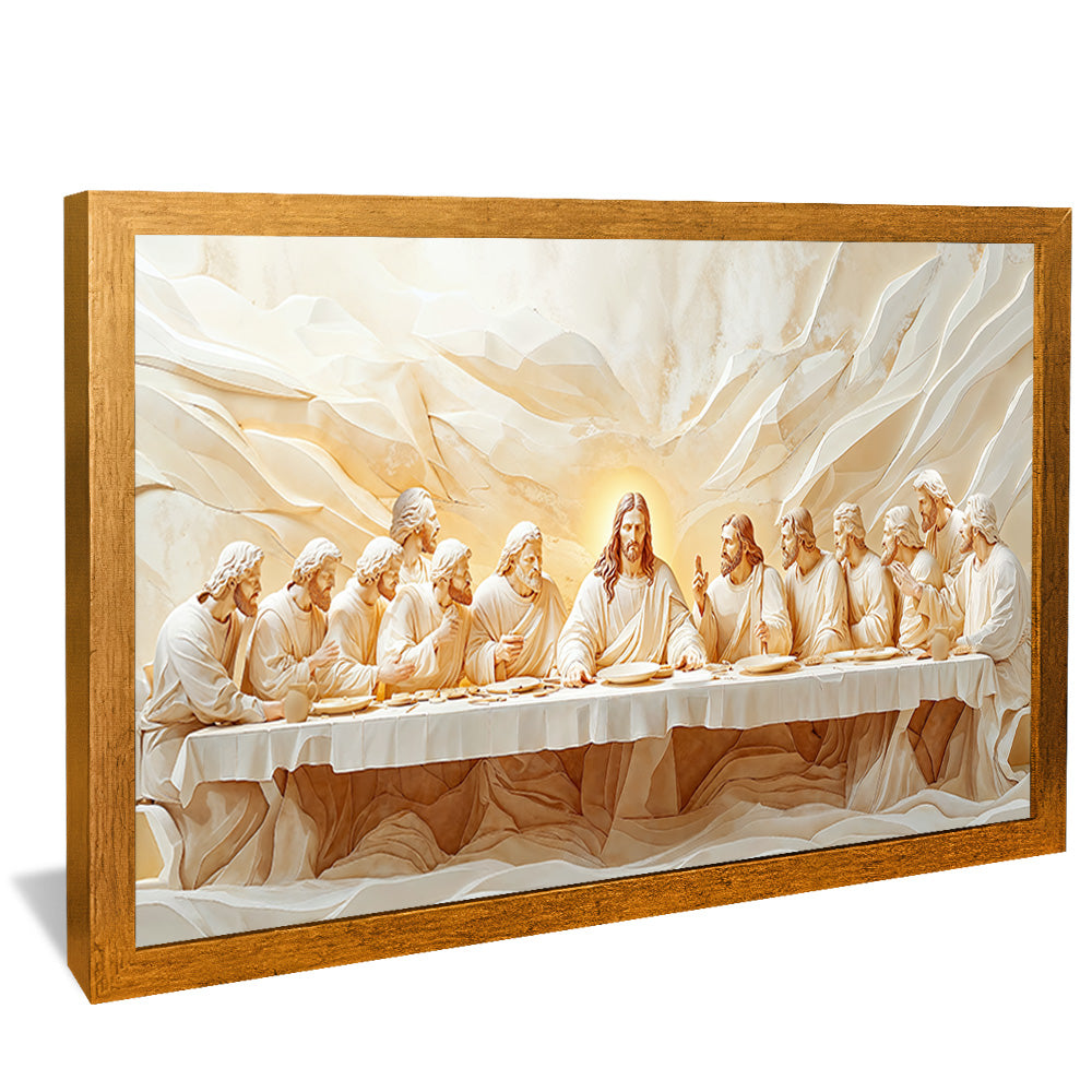 Last Supper Carved in White Marble V2252 Canvas