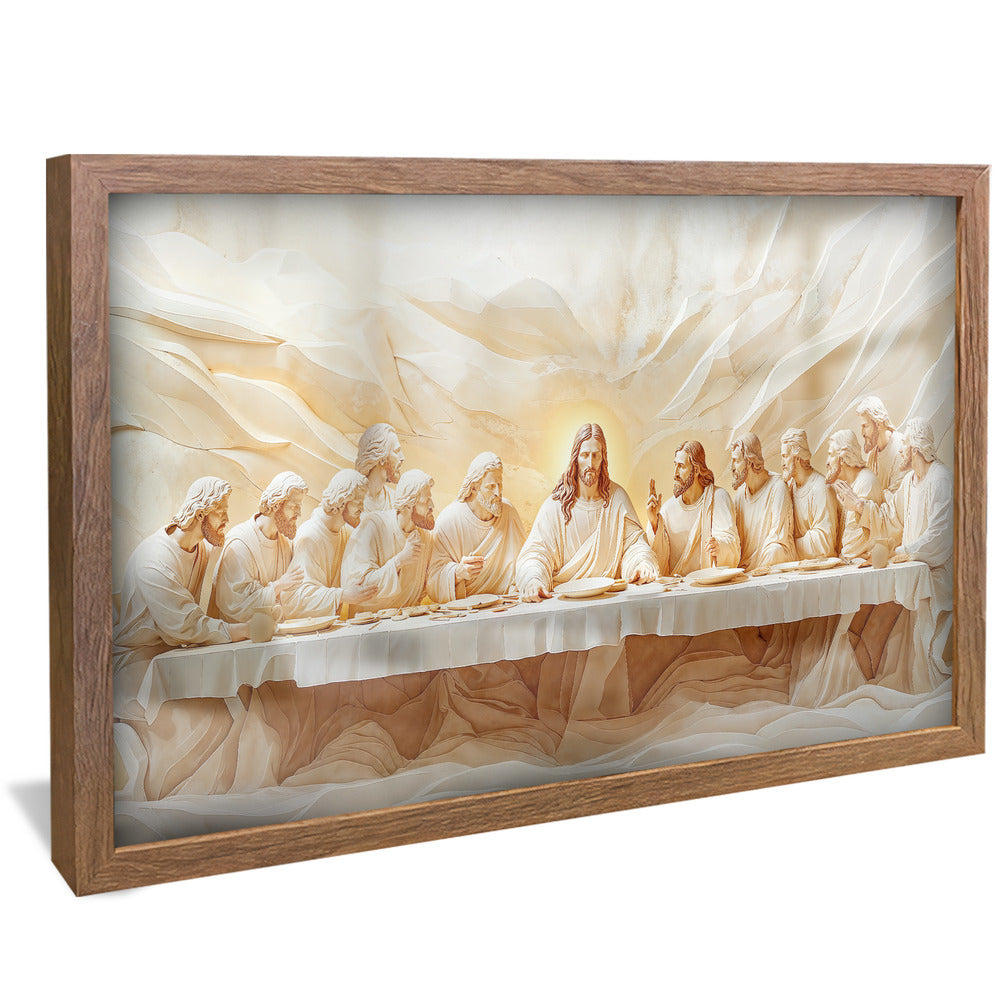 Last Supper Carved in White Marble V2252 Canvas