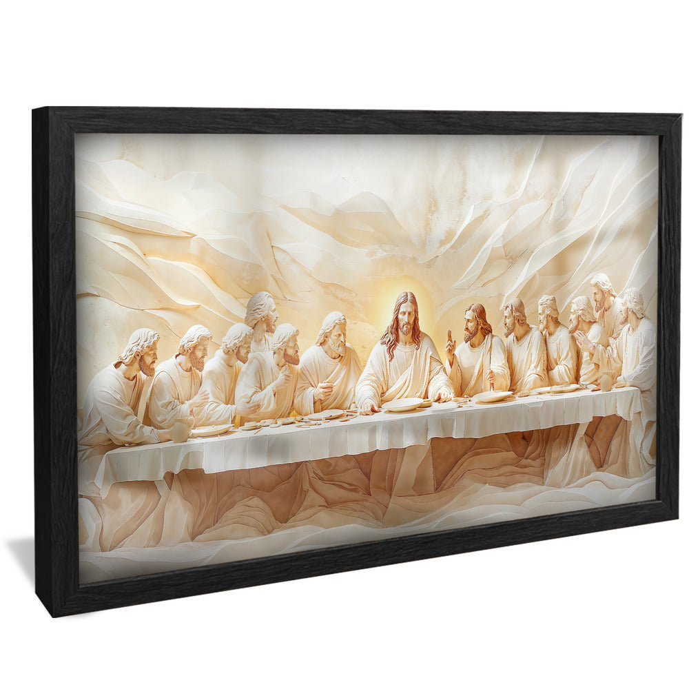 Last Supper Carved in White Marble V2252 Canvas