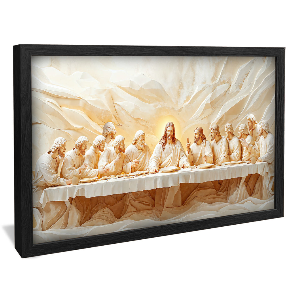 Last Supper Carved in White Marble V2252 Canvas