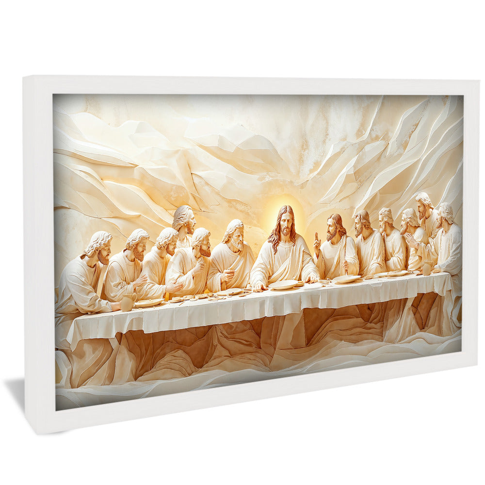 Last Supper Carved in White Marble V2252 Canvas