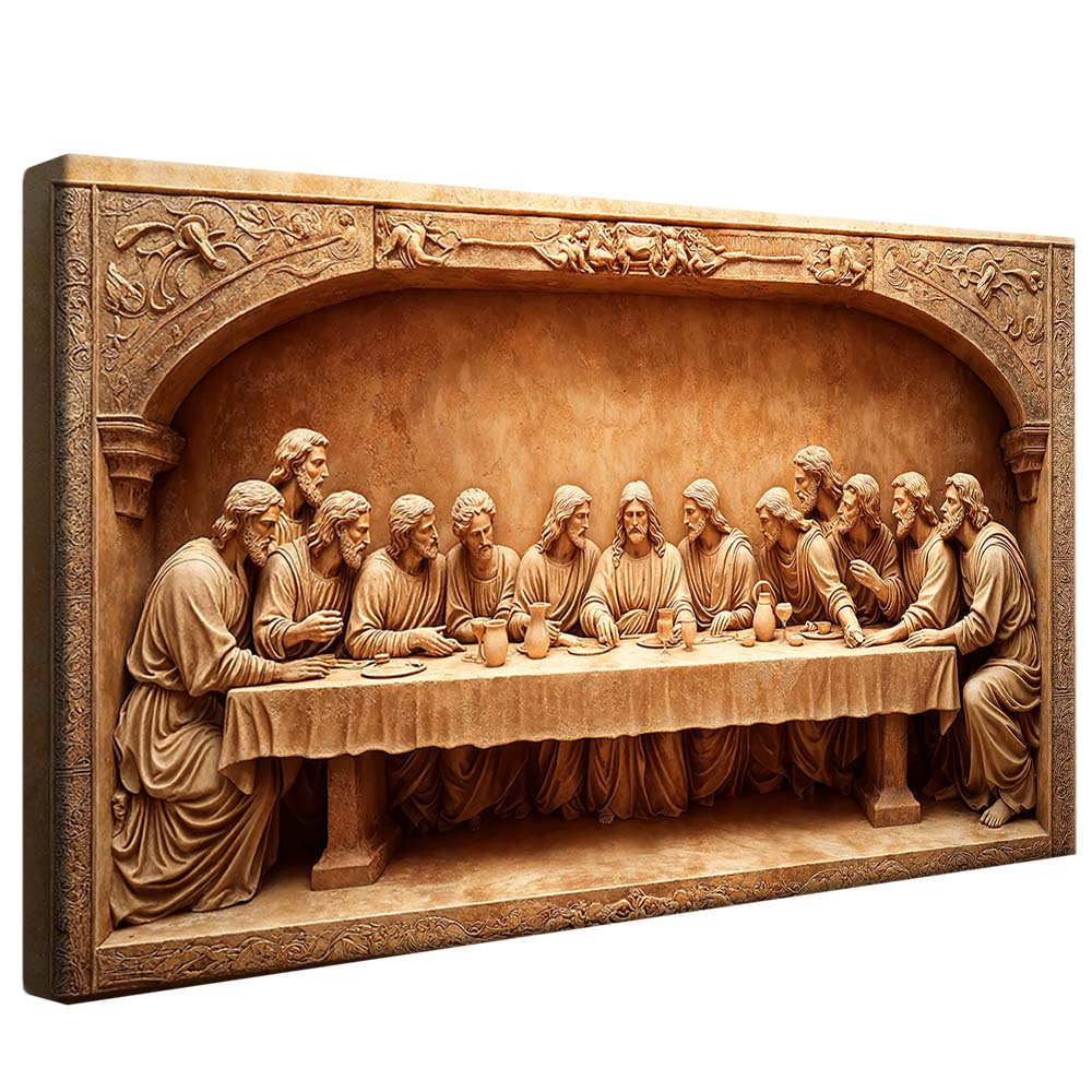 Last Supper Carved in Wood V2251 Canvas