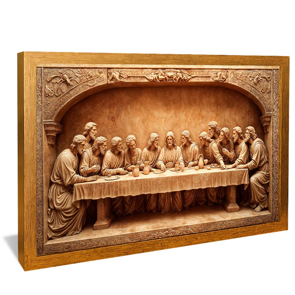 Last Supper Carved in Wood V2251 Canvas
