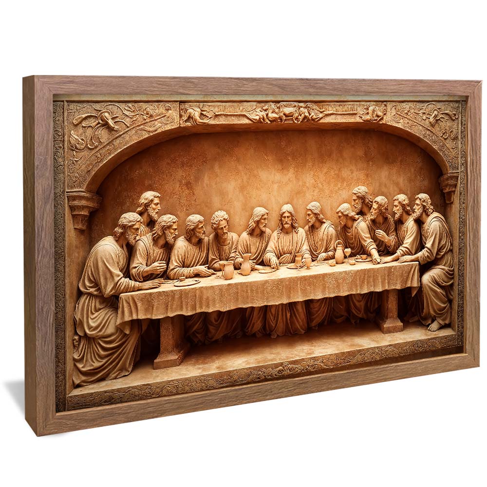 Last Supper Carved in Wood V2251 Canvas