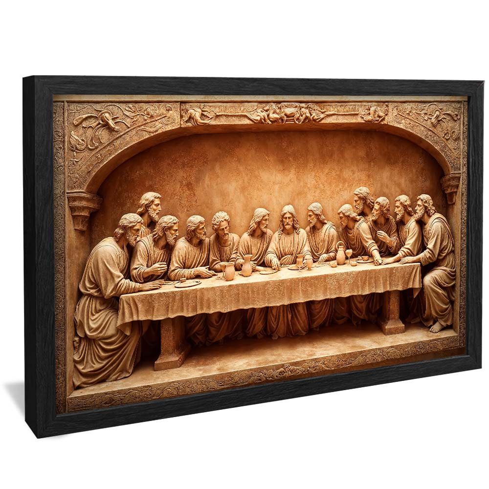 Last Supper Carved in Wood V2251 Canvas