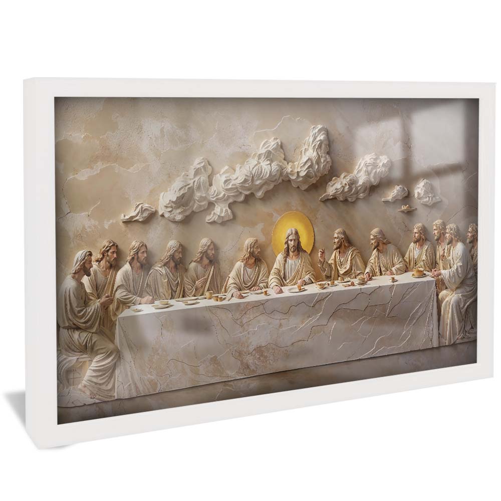 Last Supper Carved in Dark Marble V2253 Canvas