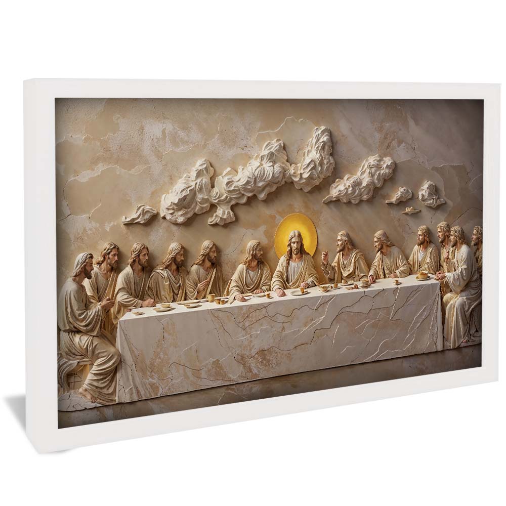 Last Supper Carved in Dark Marble V2253 Canvas
