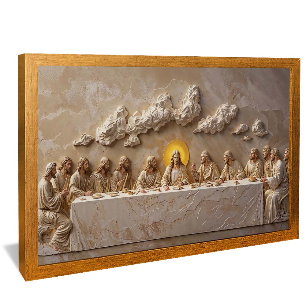 Last Supper Carved in Dark Marble V2253 Canvas