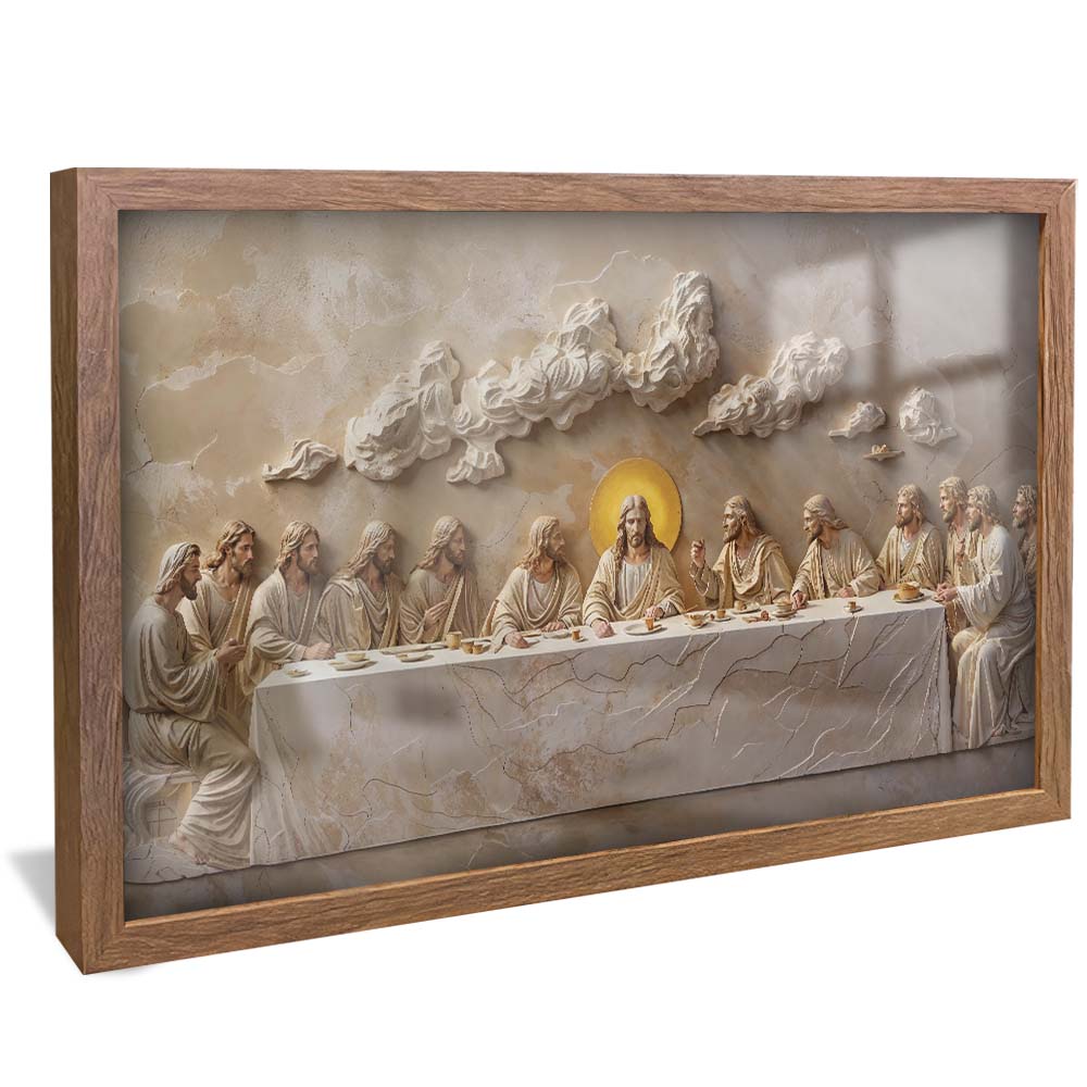 Last Supper Carved in Dark Marble V2253 Canvas