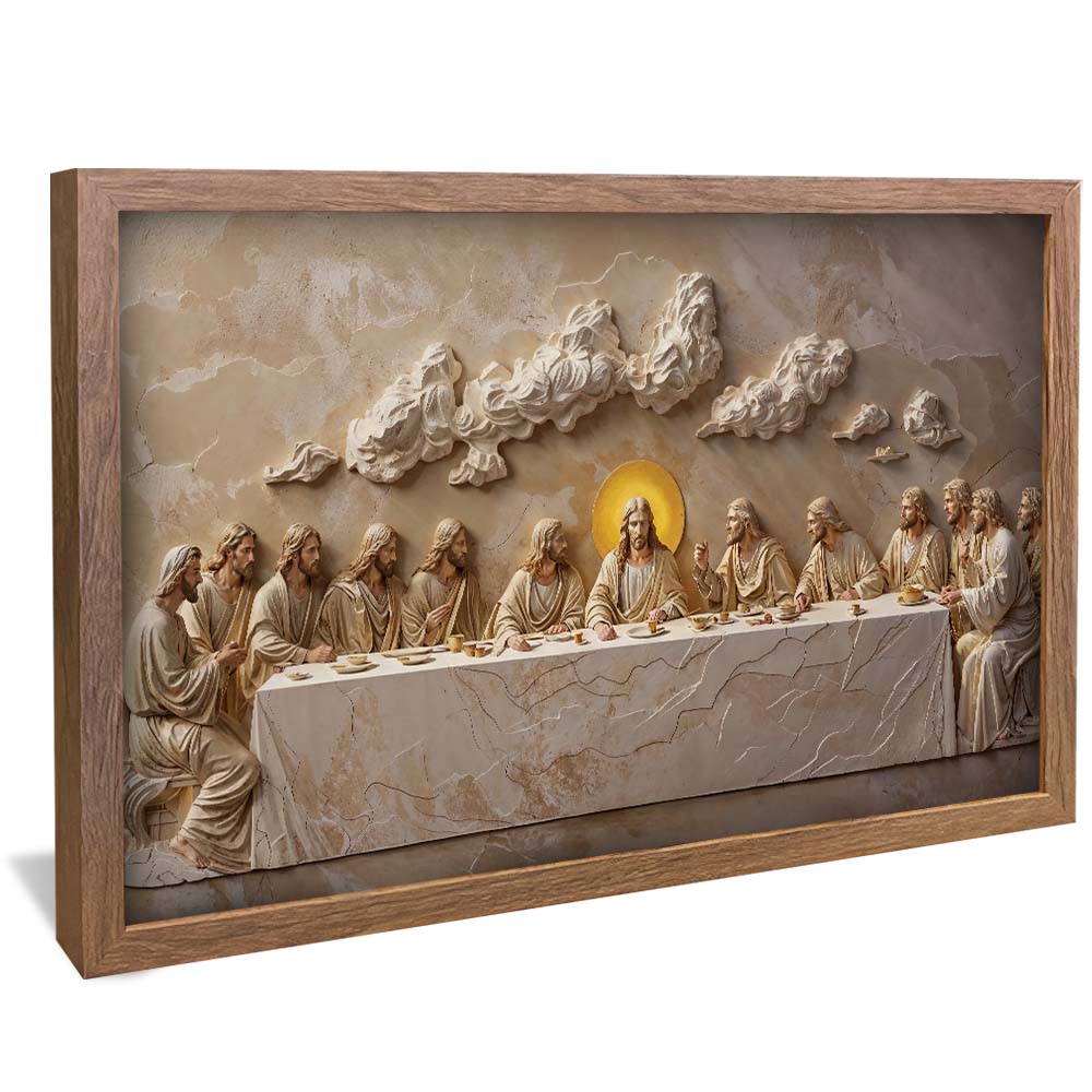 Last Supper Carved in Dark Marble V2253 Canvas