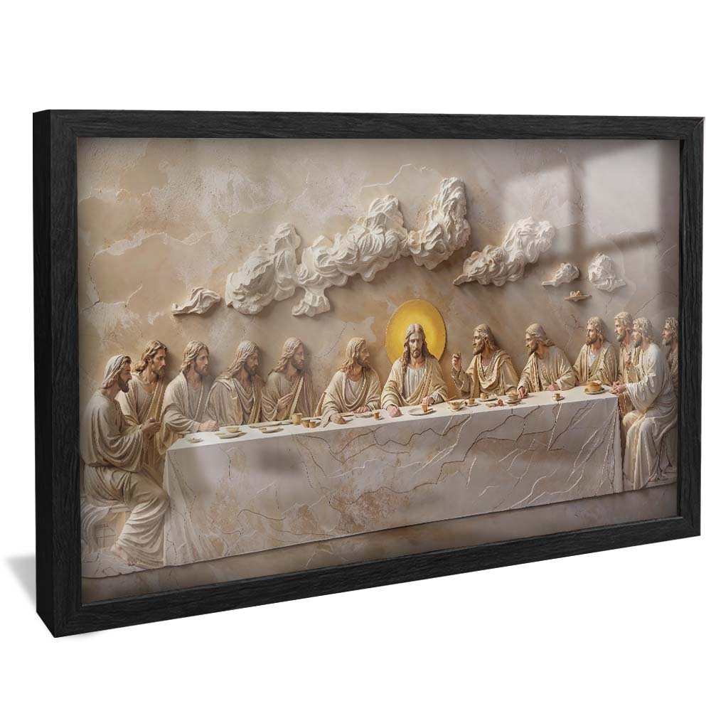 Last Supper Carved in Dark Marble V2253 Canvas