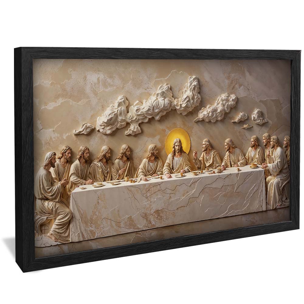 Last Supper Carved in Dark Marble V2253 Canvas