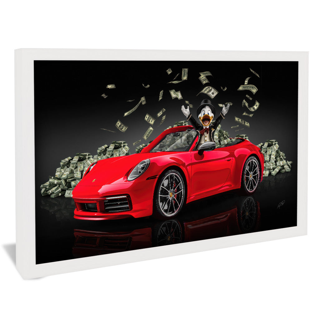 Decorative Canvas Scrooge McDuck in a Red Porsche V2155