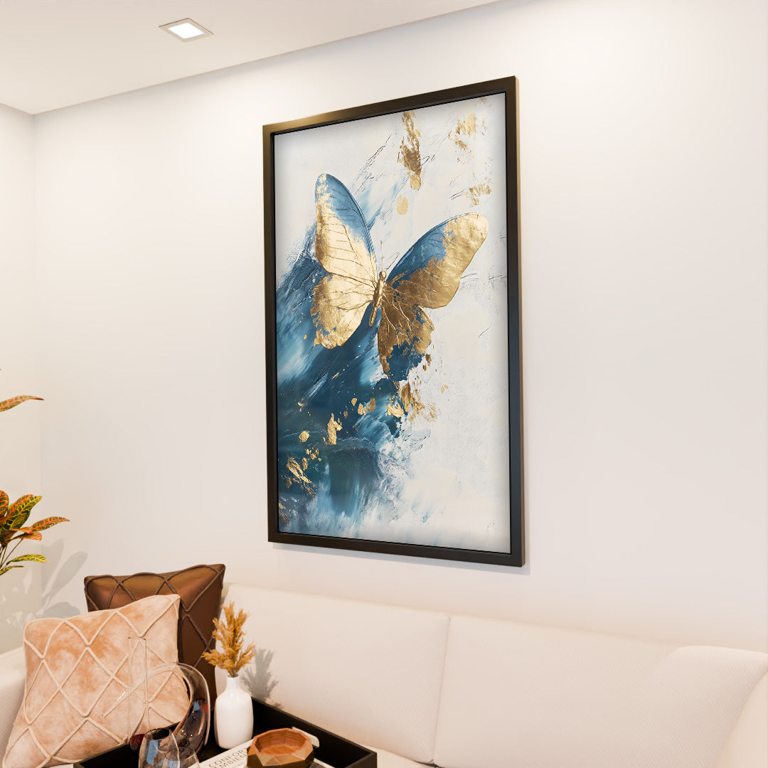Gold and Blue Butterfly V2324 Canvas