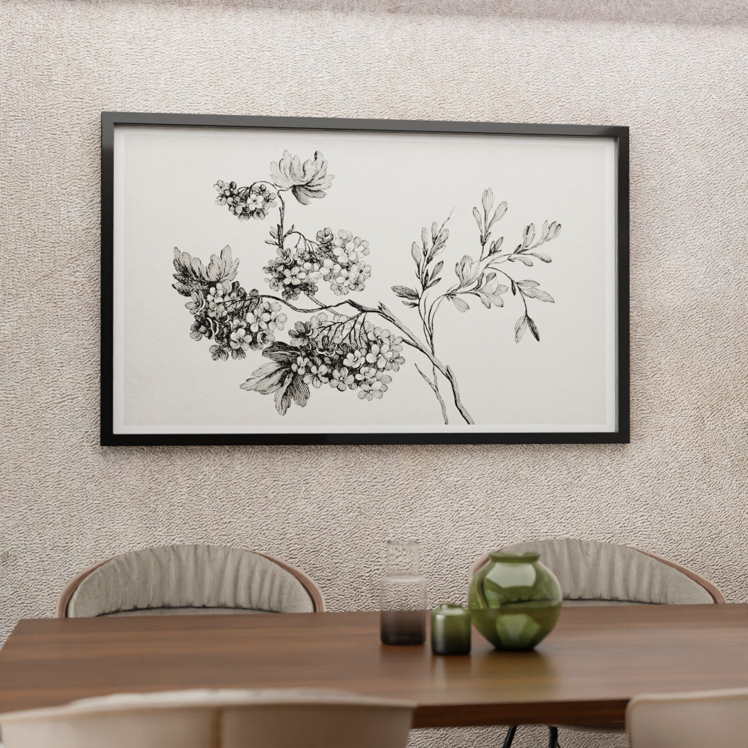 Black and White Floral Drawing V2502 Canvas