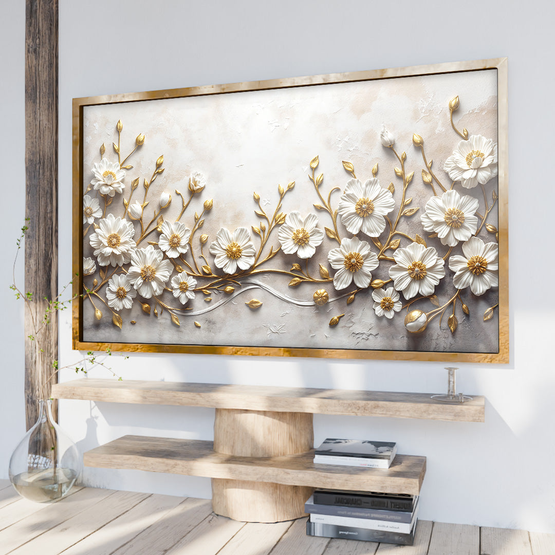Plaster and Gold Floral V2459 Canvas